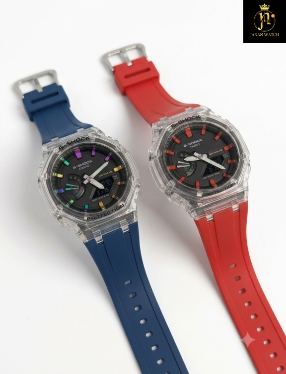 ​ساعت اسپرت مردانه با قاب شفاف و بند سیلیکونی Casio G_shok
